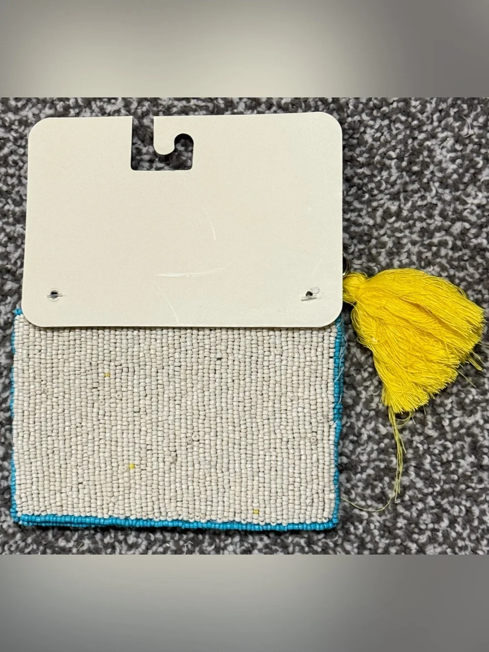 Sol & Mer Yellow Beaded Surf Key & Card Holder with Tassel
